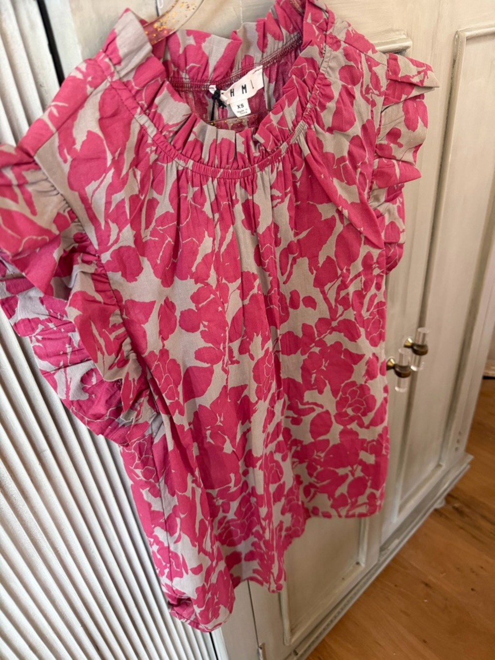 THML Pink Floral Ruffle Sleeve Blouse - Picture 2 of 3